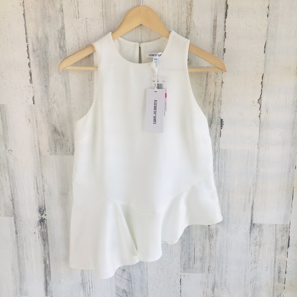 NWT Elizabeth and James Lola Top Asymmetric Ruffle Hem SAKS